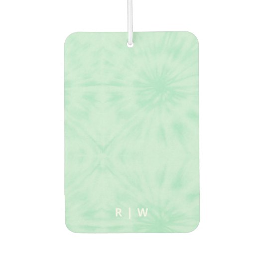 Gefärbte Krawatte | Pastell Minze Green Monogram Autolufterfrischer (Vorderseite)