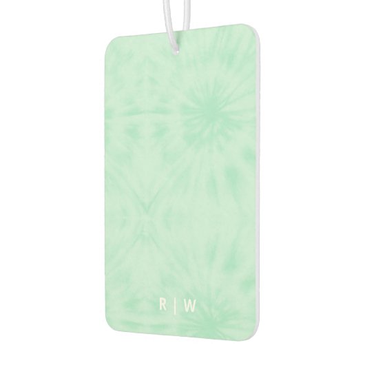 Gefärbte Krawatte | Pastell Minze Green Monogram Autolufterfrischer (Links)