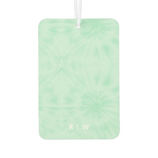 Gefärbte Krawatte | Pastell Minze Green Monogram Autolufterfrischer (Rückseite)