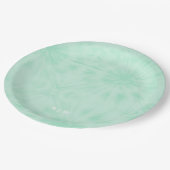 Gefärbte Krawatte | Pastell Minze Green Monogram Pappteller (Schrägansicht)