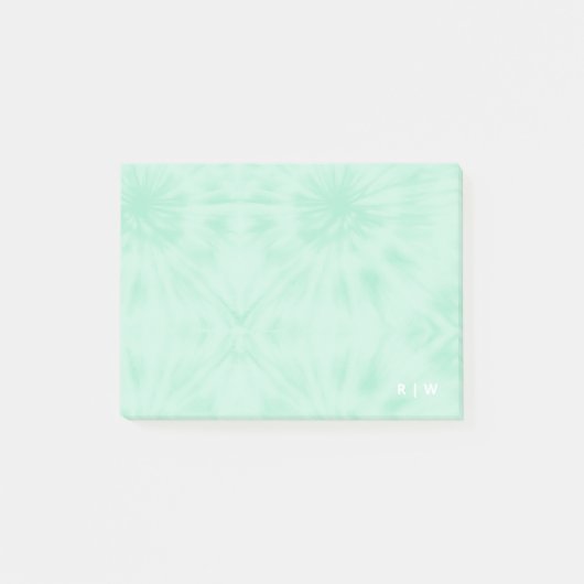 Gefärbte Krawatte | Pastell Minze Green Monogram Post-it Klebezettel (Vorderseite)