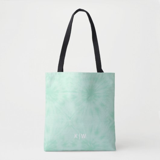 Gefärbte Krawatte | Pastell Minze Green Monogram Tasche (Vorderseite)