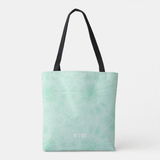 Gefärbte Krawatte | Pastell Minze Green Monogram Tasche (Rückseite)