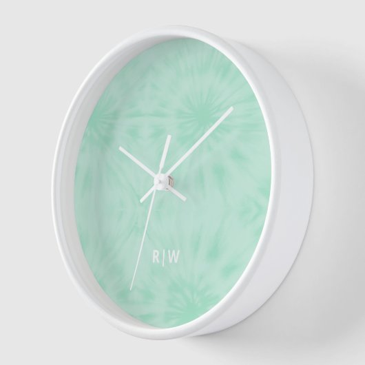 Gefärbte Krawatte | Pastell Minze Green Monogram Uhr (Winkel)