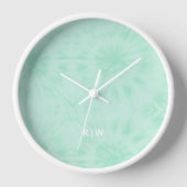 Gefärbte Krawatte | Pastell Minze Green Monogram Uhr (Vorderseite)