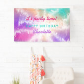 Gefärbte Krawatte Pastell Rosa Orange Aquamarin Li Banner (Insitu)