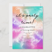 Gefärbte Krawatte Pastell Rosa Orange Aquamarin Li Einladung (Vorderseite)