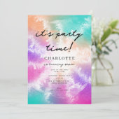 Gefärbte Krawatte Pastell Rosa Orange Aquamarin Li Einladung (Stehend Vorderseite)