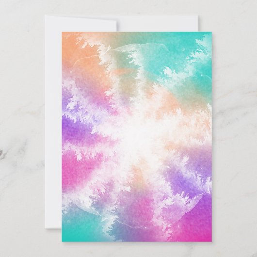 Gefärbte Krawatte Pastell Rosa Orange Aquamarin Li Einladung (Rückseite)