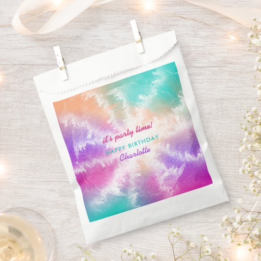 Gefärbte Krawatte Pastell Rosa Orange Aquamarin Li Geschenktütchen (Ausgeschnitten)