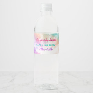 Gefärbte Krawatte Pastell Rosa Orange Aquamarin Li Wasserflaschenetikett