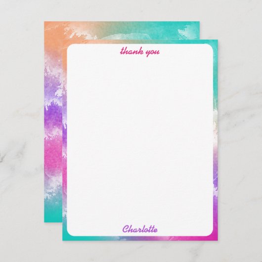 Gefärbte Krawatte Pastell Rosa Orange Aquamarine L Dankeskarte (Vorne/Hinten)