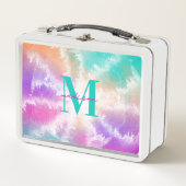 Gefärbte Krawatte Pastell Rosa Orange Aquamarine L Metall Brotdose (Vorderseite)