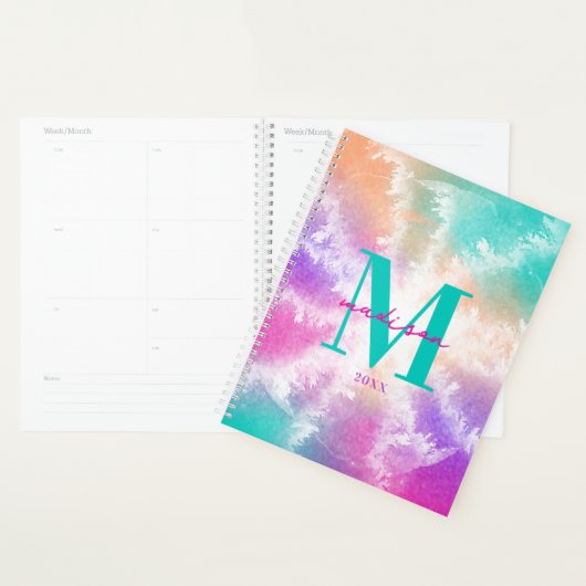 Gefärbte Krawatte Pastell Rosa Orange Aquamarine L Planer (Anzeige)