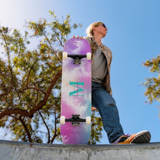 Gefärbte Krawatte Pastell Rosa Orange Aquamarine L Skateboard (Außenbereich 1)