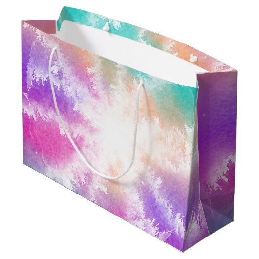 Gefärbte Krawatte Pastell Wasserfarbe Rosa Orange Große Geschenktüte (Rückseite Schrägansicht)