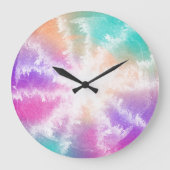 Gefärbte Krawatte Pastell Wasserfarbe Rosa Orange  Große Wanduhr (Vorderseite)