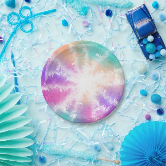 Gefärbte Krawatte Pastell Wasserfarbe Rosa Orange  Pappteller (Party)