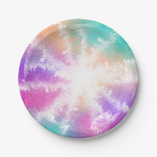 Gefärbte Krawatte Pastell Wasserfarbe Rosa Orange Pappteller (Vorderseite)