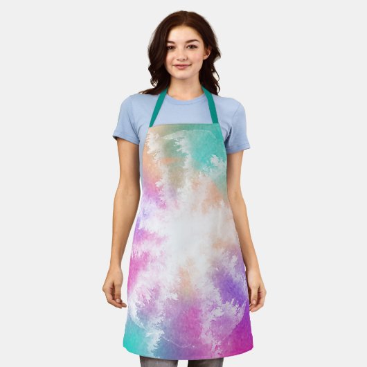 Gefärbte Krawatte Pastell Wasserfarbe Rosa Orange Schürze (Getragen)