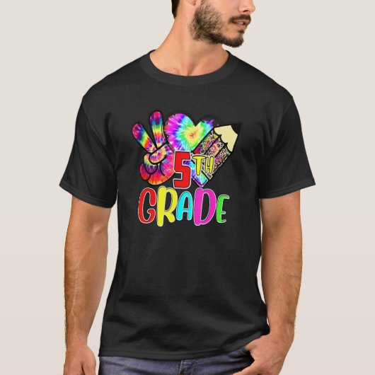 Gefärbte Krawatte Peace Liebe 5. Klasse Lehrer zur T-Shirt (Vorderseite)