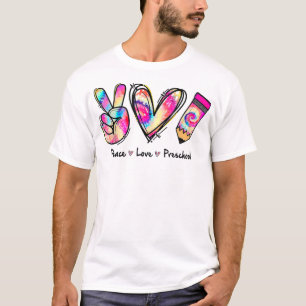 Gefärbte Krawatte Peace Liebe and Preschool Girl B T-Shirt