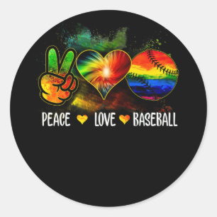 Gefärbte Krawatte Peace Liebe Baseball Baseball Lo Runder Aufkleber