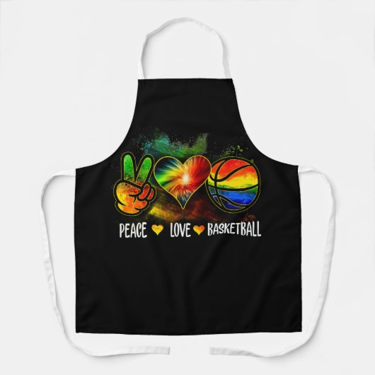 Gefärbte Krawatte Peace Liebe Basketball Basketbal Schürze (Vorderseite)
