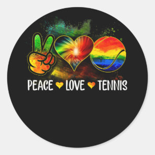 Gefärbte Krawatte Peace Liebe Tennis Lover Game Da Runder Aufkleber