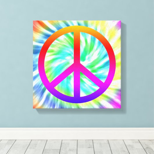 Gefärbte Krawatte Peace Sign Canvas Print Leinwanddruck (Insitu (Holzboden))