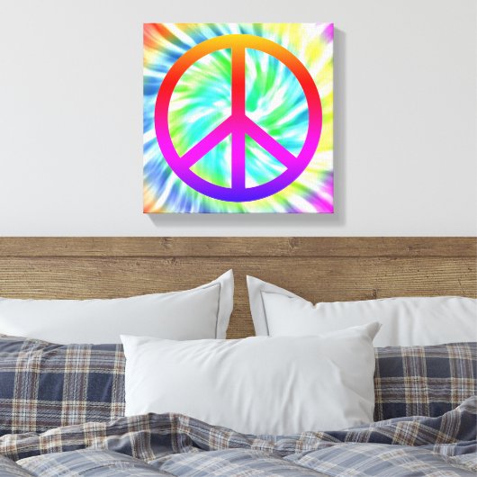 Gefärbte Krawatte Peace Sign Canvas Print Leinwanddruck (Insitu (Schlafzimmer))