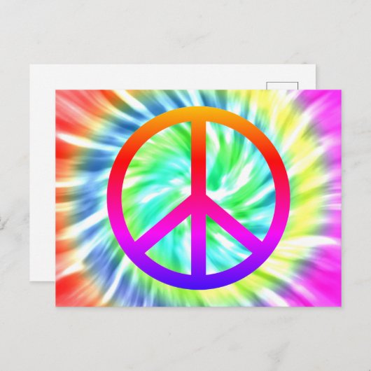 gefärbte Krawatte Peace Sign Design Postcard Postkarte (Vorne/Hinten)