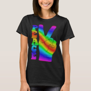Gefärbte Krawatte Peace Sign Fingers Retro 60 s 70 T-Shirt