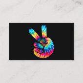 Gefärbte Krawatte Peace Sign Hand V Hand 60er 70er Visitenkarte (Rückseite)