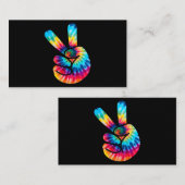 Gefärbte Krawatte Peace Sign Hand V Hand 60er 70er Visitenkarte (Vorne/Hinten)