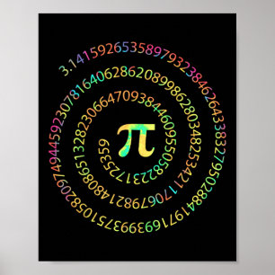 Gefärbte Krawatte Pi Tag 3.14 Spiral Pi Nummer Mat Poster