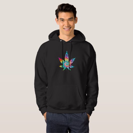 Gefärbte Krawatte Pot Leaf Weed Hoodie (Vorne ganz)