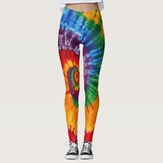 Gefärbte Krawatte Psychedelisches Muster Leggings (Vorderseite)
