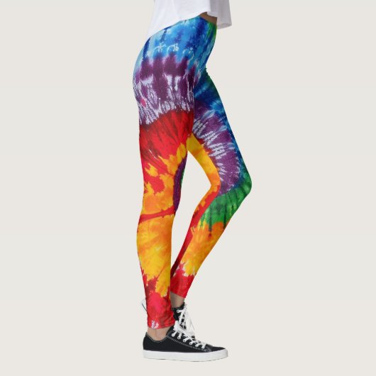 Gefärbte Krawatte Psychedelisches Muster Leggings (Rechts)