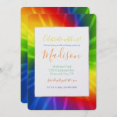 Gefärbte Krawatte Rainbow Birthday Einladung (Vorne/Hinten)