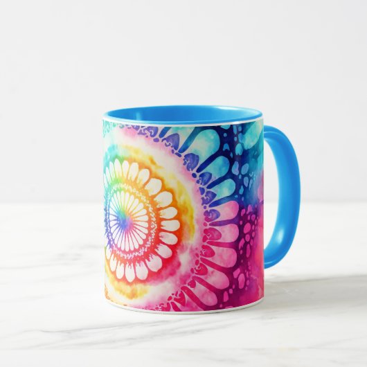 Gefärbte Krawatte Rainbow Colors Retro Hippie Groo Tasse (VorderseiteRechts)