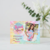 Gefärbte Krawatte Rainbow Foto Danke Karte (Stehend Vorderseite)