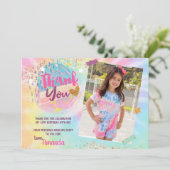 Gefärbte Krawatte Rainbow Foto Danke Karte (Stehend Vorderseite)