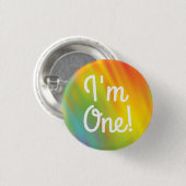 Gefärbte Krawatte Rainbow Geburtstagsparty Kinder Button (Vorne & Hinten)