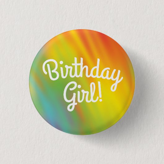 Gefärbte Krawatte Rainbow Geburtstagsparty Kinder Button (Vorderseite)