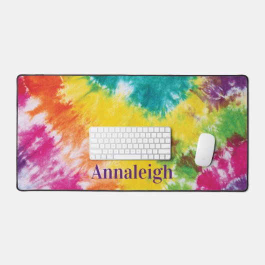 Gefärbte Krawatte Rainbow Individuelle Name Schreibtischunterlage (Tastatur & Maus)