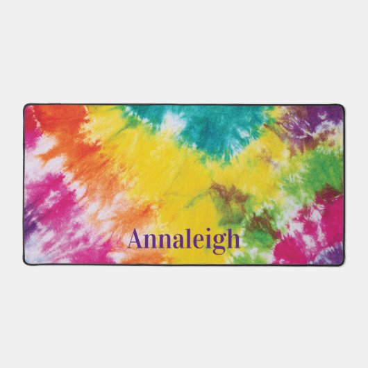 Gefärbte Krawatte Rainbow Individuelle Name Schreibtischunterlage (Vorderseite)
