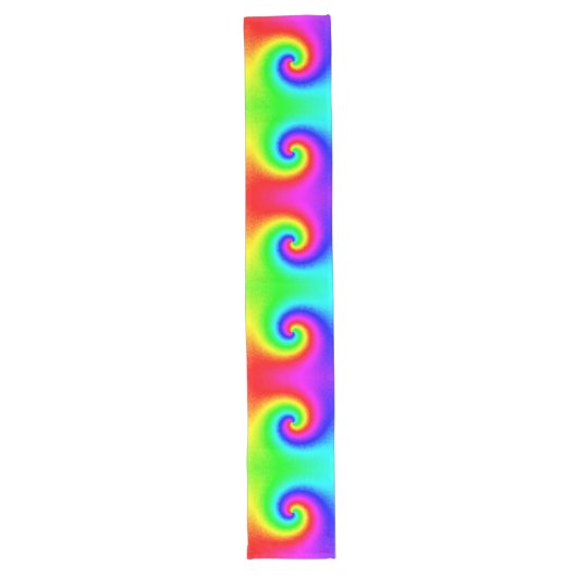 Gefärbte Krawatte Rainbow Swirl Hippie Boho Chic Großer Tischläufer (Vorderseite)