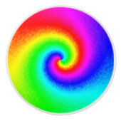 Gefärbte Krawatte Rainbow Swirl Hippie Boho Chic Keramikknauf (Vorderseite)