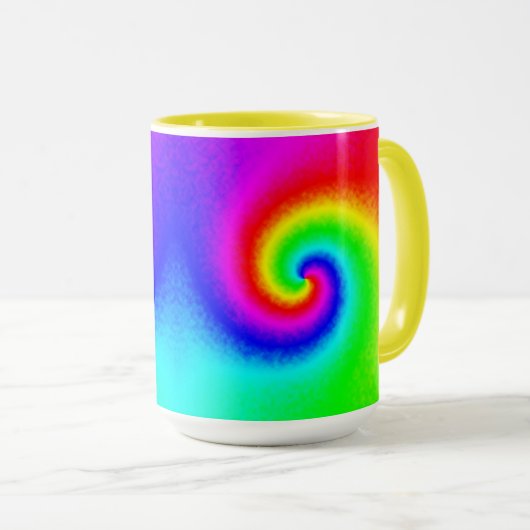 Gefärbte Krawatte Rainbow Swirl Hippie Boho Chic Tasse (VorderseiteRechts)